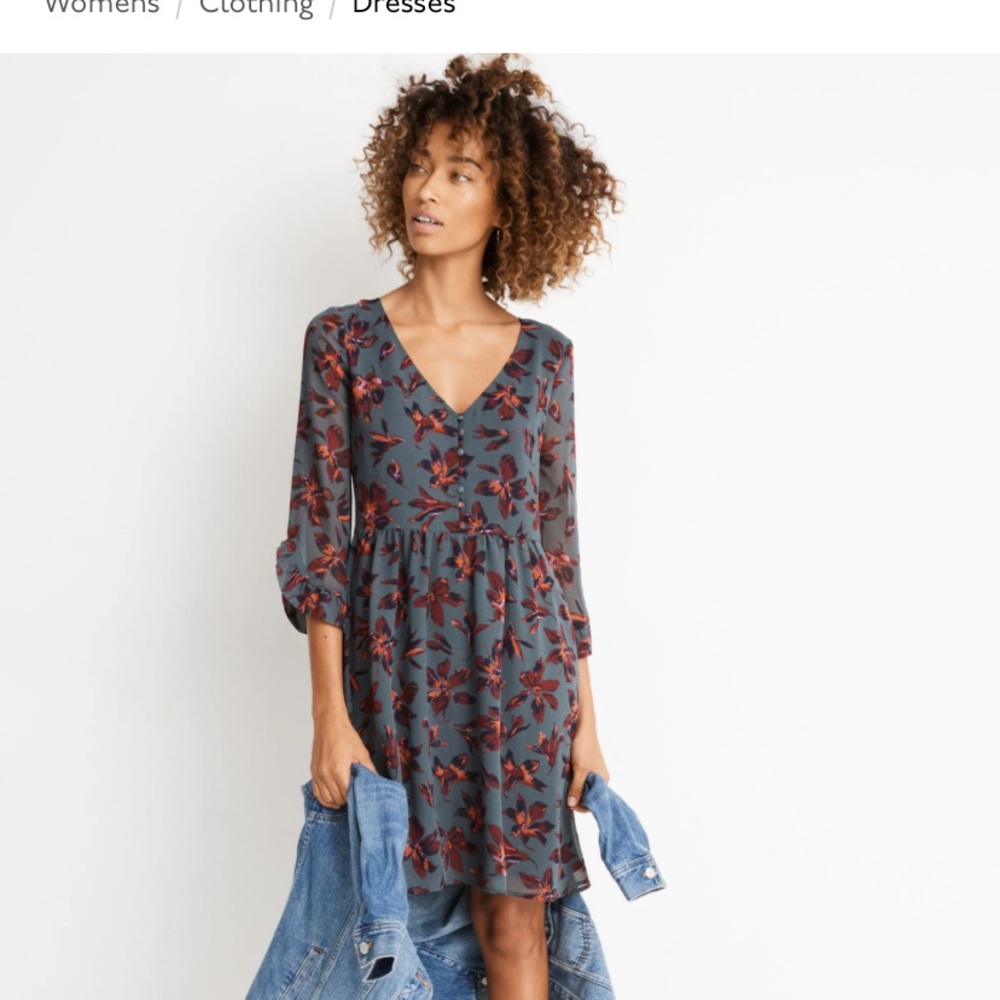 Madewell Ruffle-Sleeve Dress in Winter Orchid 10